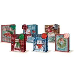Christmas Bags - Rustic Wood Xmas - Small to Medium