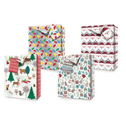 Christmas Bags Foil Pattern and Organza Handles - Medium To Large