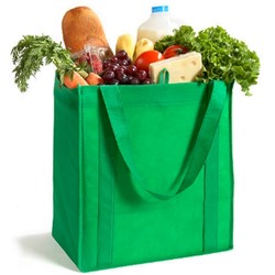 Non Woven Bags - Reusable Green Shopping Bag - 32cm (W) x 34cm (H) x 23cm (D) - Green