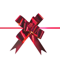 Pull String Butterfly Gift Bows -  Mini - Metallic Red