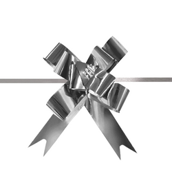 Pull String Butterfly Gift Bows -  Mini - Metallic Silver