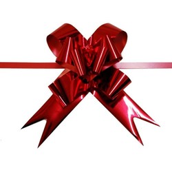 Pull String Butterfly Bows - Metallic Red