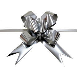 Pull String Butterfly Bows - Metallic Silver