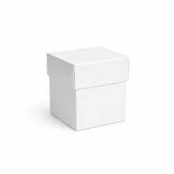 Two-Piece Base & Lid Small Square Box - Gloss Paperboard - 100 x 100 x 100mm - White