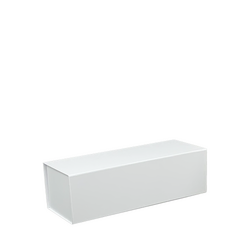 Single Champagne Bottle Gift Box - Matt White with Magnetic Closing Lid