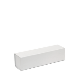 Single Wine Bottle Gift Box - Matt White with Magnetic Closing Lid