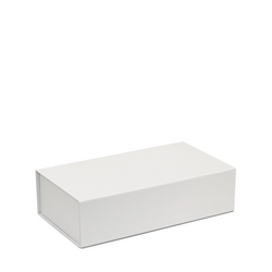 Double Wine Bottle Gift Box - Matt White with Magnetic Closing Lid