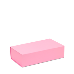 Double Wine Bottle Gift Box - Matt Light Pink with Magnetic Closing Lid