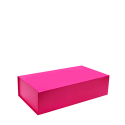 Double Wine Bottle Gift Box - Matt Hot Pink with Magnetic Closing Lid