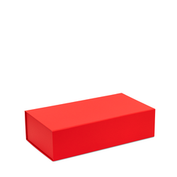 Double Wine Bottle Gift Box - Matt Red with Magnetic Closing Lid