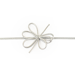 5cm Elastic Bow - 6 Loop Bow with 18cm Loop - Metallic Silver