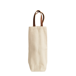 Thick Cotton Bottle Bags - 21.5cm x 35cm with Faux Leather Handles