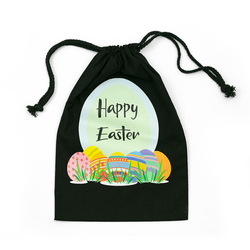 Easter Bags - Garden Hunt - Black Calico Bags 20cm x 30cm with drawstrings