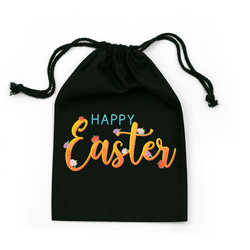 Easter Bags - Blossoms -  Black Calico Bags 20cm x 30cm with drawstrings