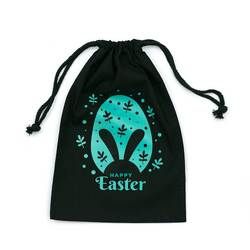 Easter Bags - Teal Egg - Black Calico Bags 20cm x 30cm with drawstrings