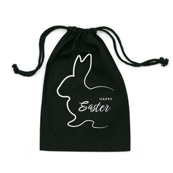 Easter Bags - Bunny Silhouette  - Black Calico Bags 20cm x 30cm with drawstrings