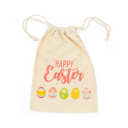 Easter Bags - Pink Eggs - Calico Bags 20cm x 30cm with drawstrings