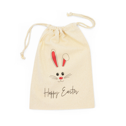 Easter Bags - Bunny Face - Calico Bags 20cm x 30cm with drawstrings
