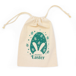 Easter Bags - Teal Egg - Calico Bags 20cm x 30cm with drawstrings