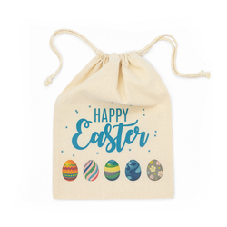 Easter Bags - Multi Eggs - Calico Bags 20cm x 30cm with drawstrings
