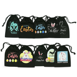 Easter Bags - Assorted Pack - Black Calico Bags 20cm x 30cm with drawstrings