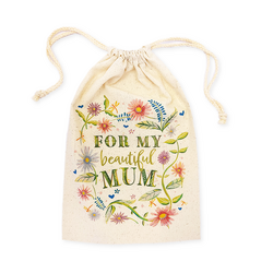 Mother's Day Bags - Beautiful Mum  - Calico Bags 20cm x 30cm with drawstrings