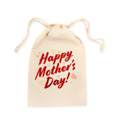 Mother's Day Bags - Happy Hearts  - Calico Bags 20cm x 30cm with drawstrings
