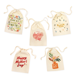 Mother's Day Bags - Assorted Pack - Calico Bags 20cm x 30cm with drawstrings