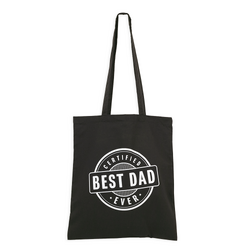 'Best Dad Ever' Father's Day Bag - Black Calico Bag 37cm x 42cm with Two Long Handles