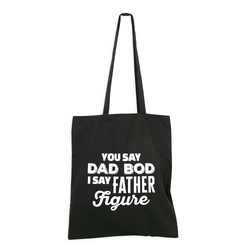 'Father Figure' Father's Day Bag - Black Calico Bag 37cm x 42cm with Two Long Handles