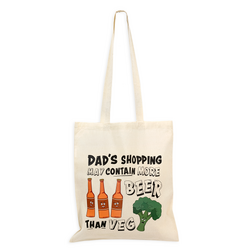 'Dad's Shopping' Father's Day Bag - Natural Calico Bag 37cm x 42cm with Two Long Handles