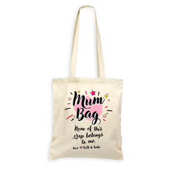 Personalised Mum Bag - Natural Calico Bag 37cm x 42cm with Two Long Handles