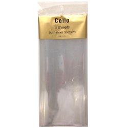 Cello Cellophane Sheets - 3 Sheet Pack - Clear