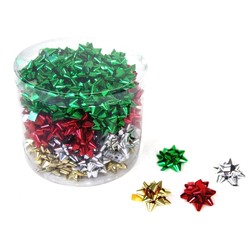 Mini Star Bows In Cylinder - 5cm - Metallic Xmas Assortment