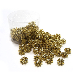 100 Pack of Itsy Bitsy - 2.5cm Metallic Star Bows - Gold