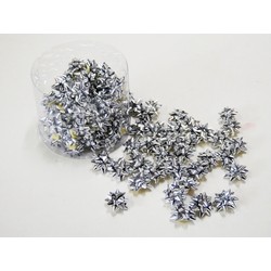 100 Pack of Itsy Bitsy - 2.5cm Metallic Star Bows - Silver
