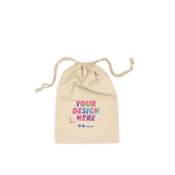 Custom Printed Natural Calico Bags 20cm x 30cm with Drawstrings - Your Logo