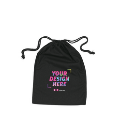 Custom Printed Black Calico Bags 25cm x 35cm with Drawstrings - Your Logo