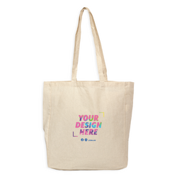 Custom Printed Natural Calico Bags with Gusset - 37cm x 42cm x 10cm with Two Long Handles - Your Logo