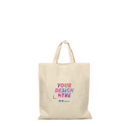 Custom Printed Natural Calico Bags 37cm x 42cm with Two Short Handles - Your Logo