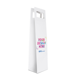 Custom Printed - Kraft Bags - Premium Die Cut White Single Wine Bottle Gift Bag