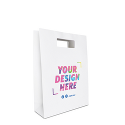 Custom Printed - Kraft Bags - Premium Die Cut White Medium Gift Bag