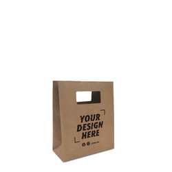 Custom Printed - Kraft Bags - Premium Die Cut Kraft Brown Small Mini Gift Bag