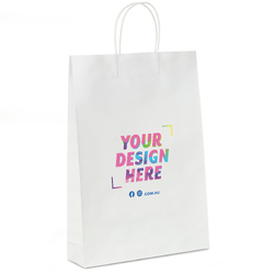 Custom Printed - Kraft Bags - Large - White