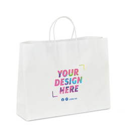 Custom Printed - Kraft Bags - Large Boutique - White