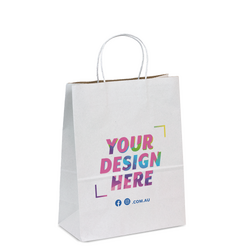 Custom Printed - Recycled Kraft Bags - Medium - White Top