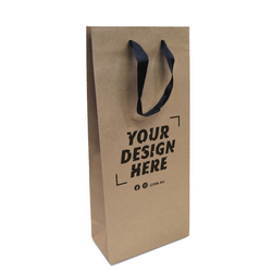 Custom Printed - Kraft Bags - Premium Kraft Brown Double Wine Bottle Gift Bag