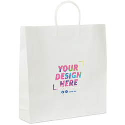 Custom Printed - Kraft Bags - Extra Large - White