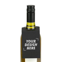 Custom Printed Wine Bottle Neck Gift Tags - 15.9 x 6.4cm - 25pk - Black