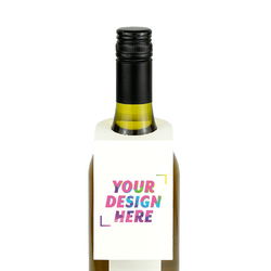 Custom Printed - Wine Bottle Neck Gift Tags - 15.9 x 6.4cm - 25pk - White